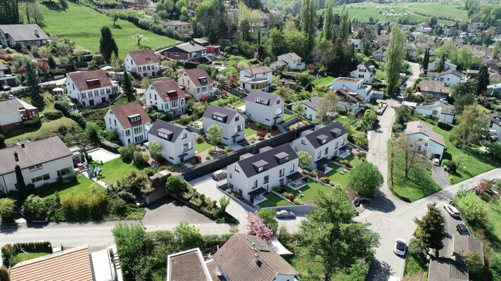 Visualisierung aussen (Haus E ist oben rechts)